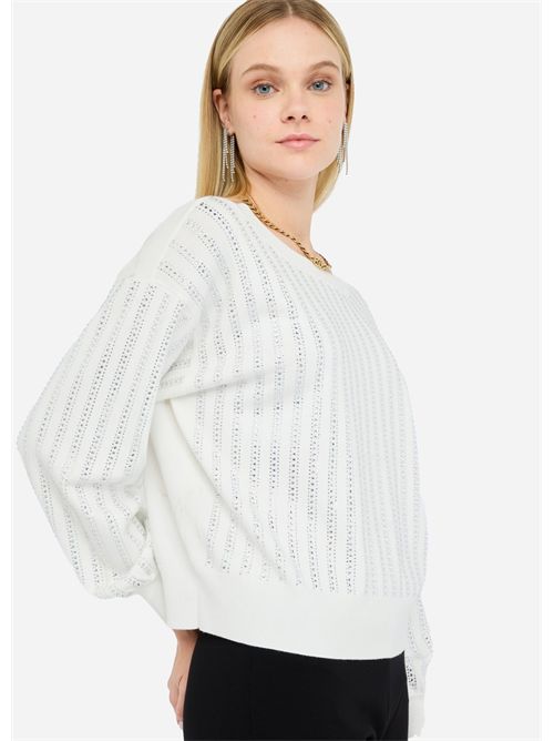 Maglia con strass LIU JO | CF5271MA96E/M9990